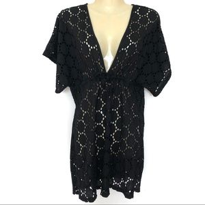Jordan Taylor Black Eyelet Swim Coverup Beachwear